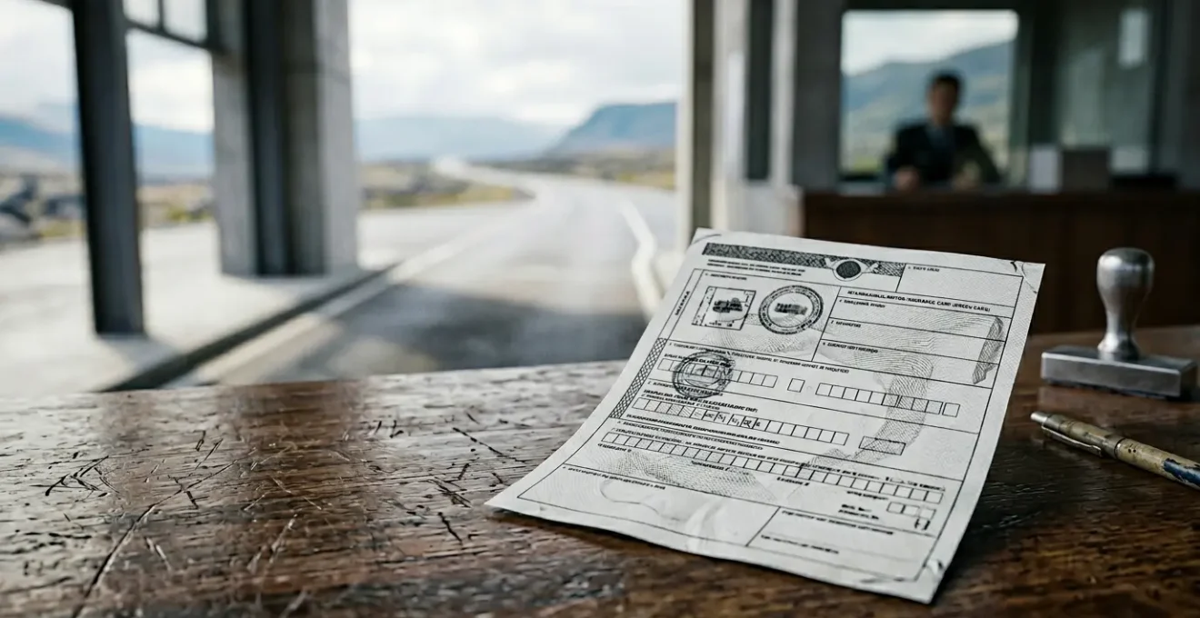 Document officiel de carte verte internationale pour assurance automobile lors de voyage hors Europe