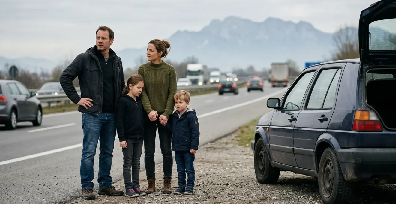 Famille en situation de panne automobile à l'étranger nécessitant une assistance rapatriement