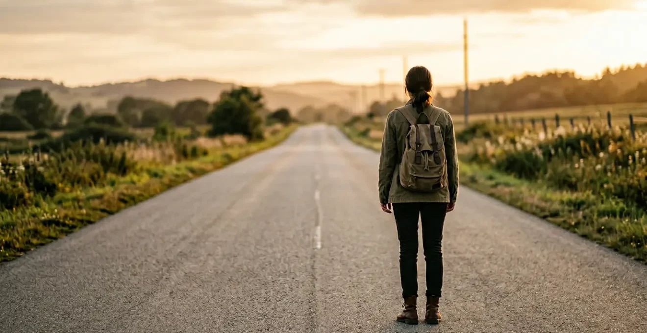 Personne debout devant une route ouverte symbolisant la rédemption et le renouveau après une suspension de permis de conduire